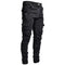 Men Street Elastic Denim Jeans Wash Solid Color Multi Pockets Cargo Pants Casual Slim Fit Daily Wear Joggers Mid Waist Trousers - Evallys.com