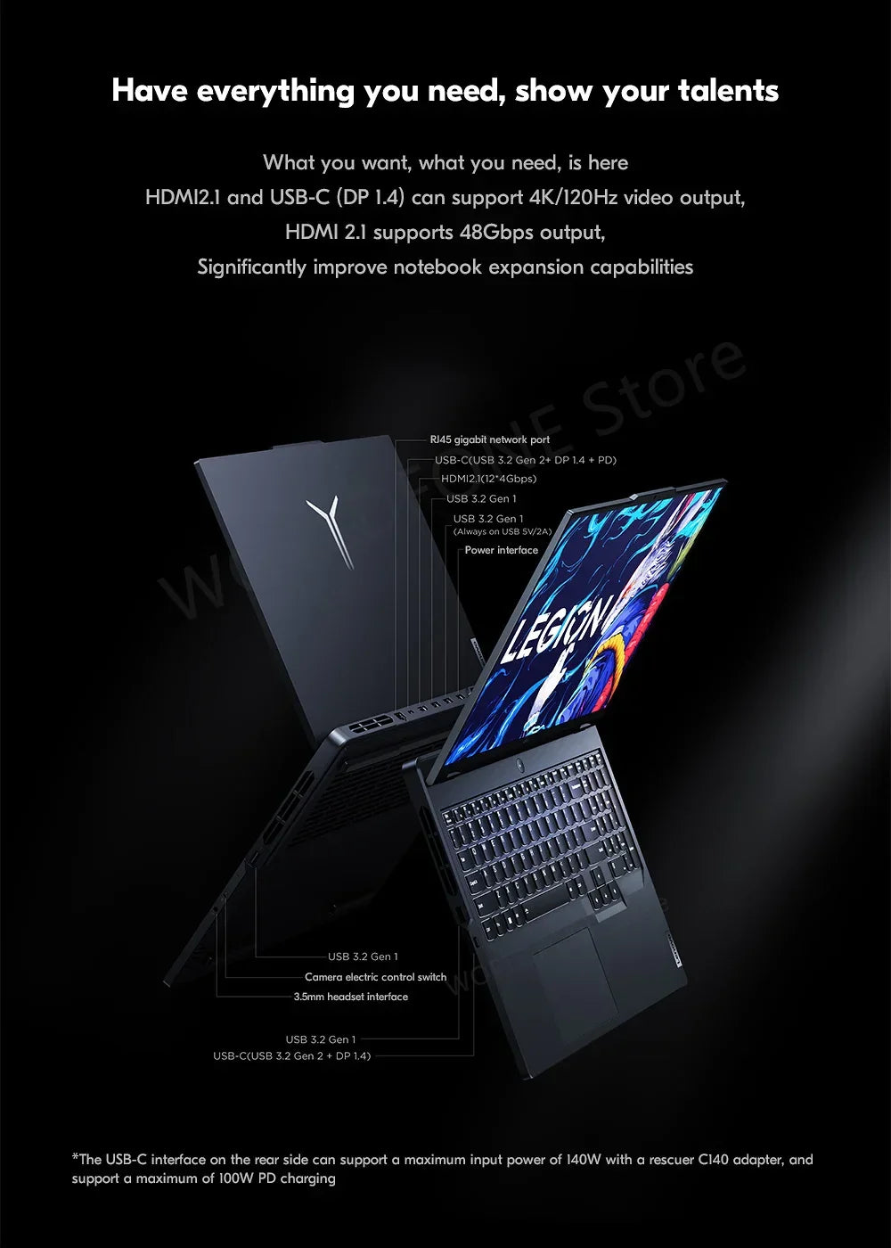 Lenovo Legion Y9000P 2023 16inch Gaming Esports Laptop 32G 2T SSD RTX 4060/4080 13th Intel I5-13500HX/I9-13900HX Gamer Notebook - Evallys.com