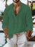 Casual Breathable Loose Cotton Linen Shirt Mens Spring Autumn Leisure Solid Color Cardigan Tops Men Vintage Button Lapel Shirts - Evallys.com