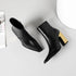 Booties for Women Wide Calf Gold Chunky Heel Elegant Dress Boots - Evallys.com