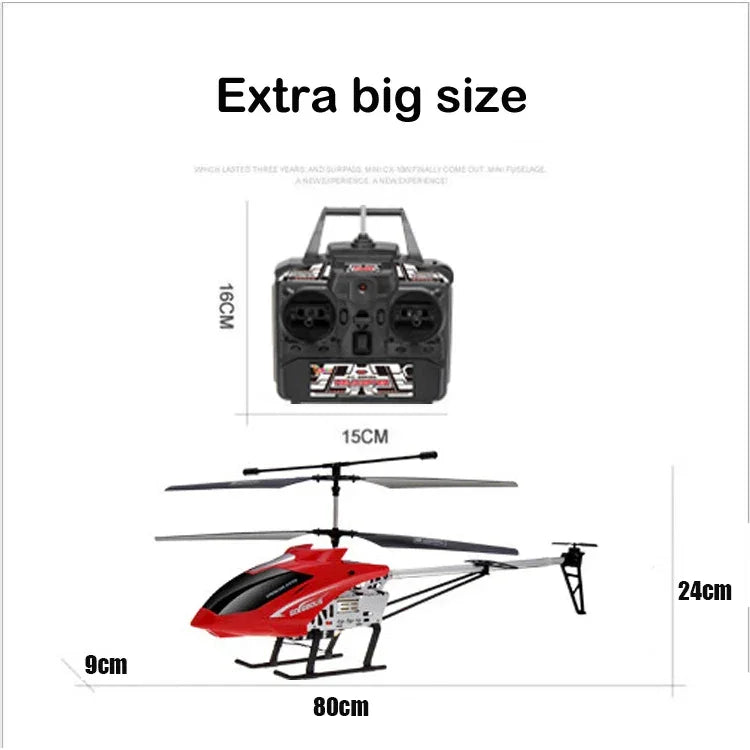 Rc Helicopter With Remote Control Extra Durable Big Plane Toy For Kids Drone Model Outdoor 3.5CH 80cm Aircraft Large Helicoptero - Evallys.com