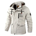 Fashion Men's Casual Windbreaker Jackets Hooded Jacket Man Waterproof Outdoor Soft Shell Winter Coat Clothing Warm Fleece Thick - Evallys.com
