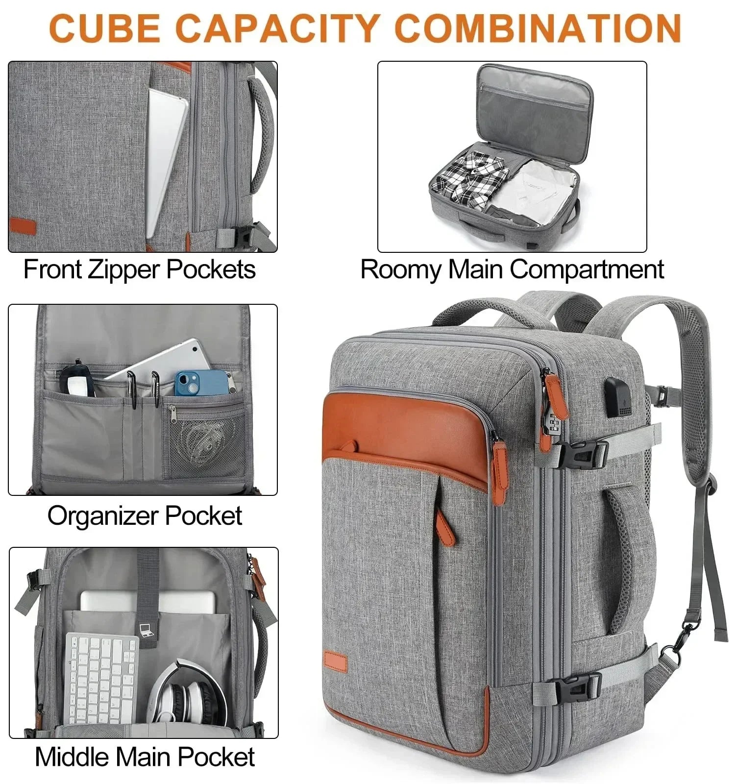 40L Expandable Laptop Backpack – Waterproof Travel & Business Bag - Evallys.com