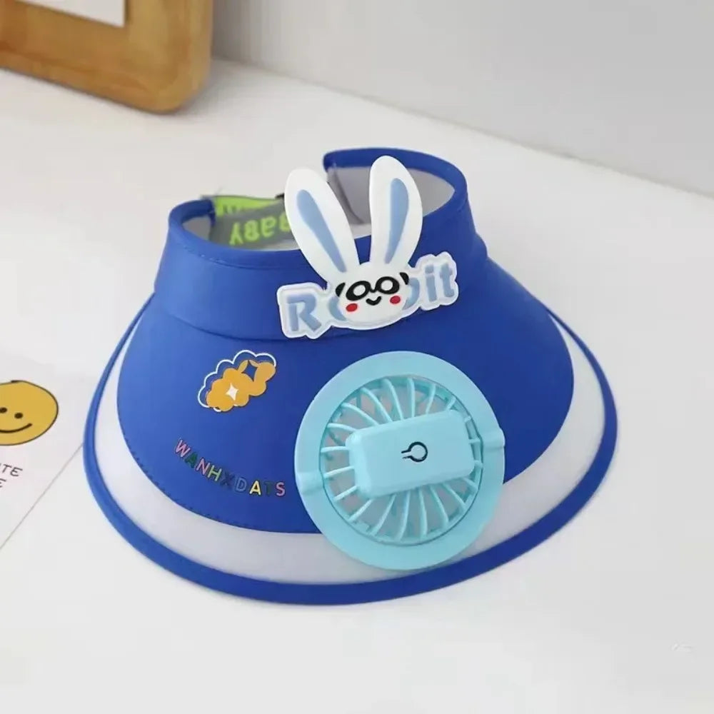 USB Rechargeable Sun Hat with Built-in Fan Children's Summer Adjustable Fan Cap Sunscreen Hat Kids Outdoor Sunshade Accessories - Evallys.com
