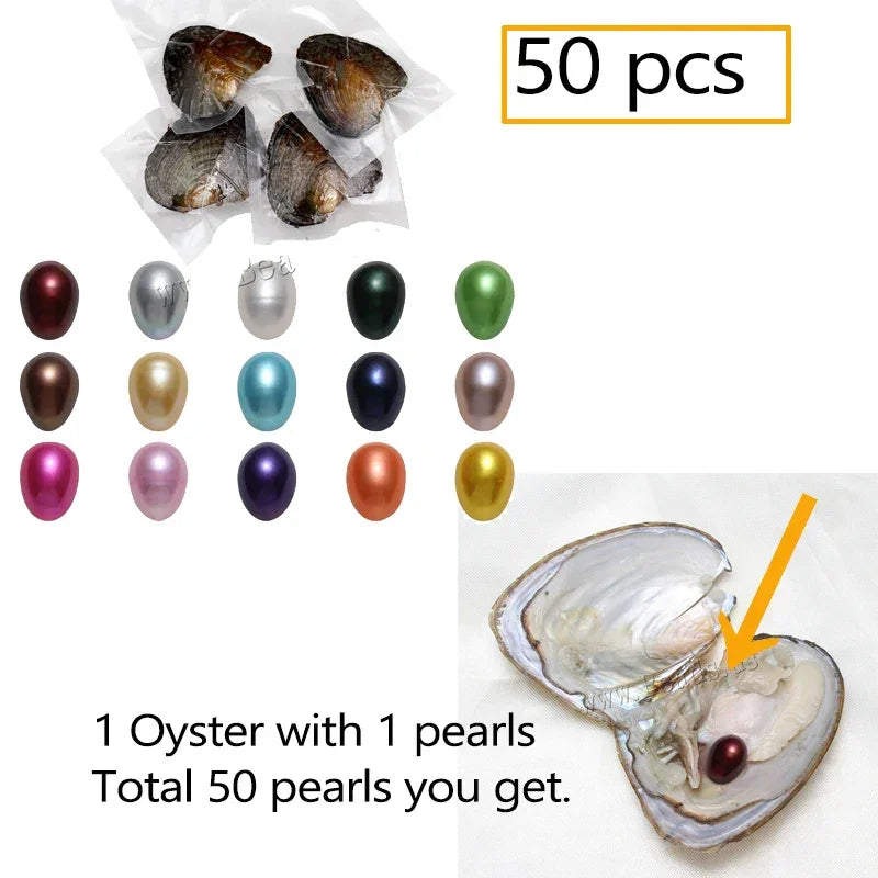 1-50PC Oyster Wish Pearl Kit Freshwater Pearl Rice mixed colors 5-8mm Freshwater Pearl Beads Jewelry DIY Accessories Gift - Evallys.com