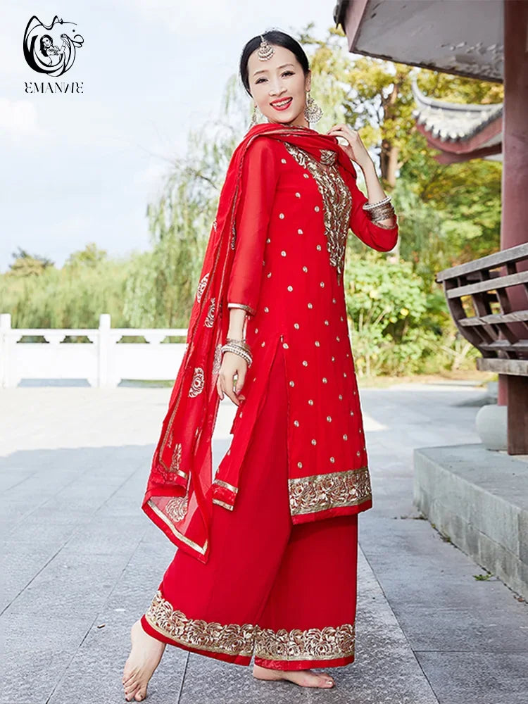 Exotic Indian Dance Dress – Ethnic Sari Style Two-Piece Set for Women - Evallys.com