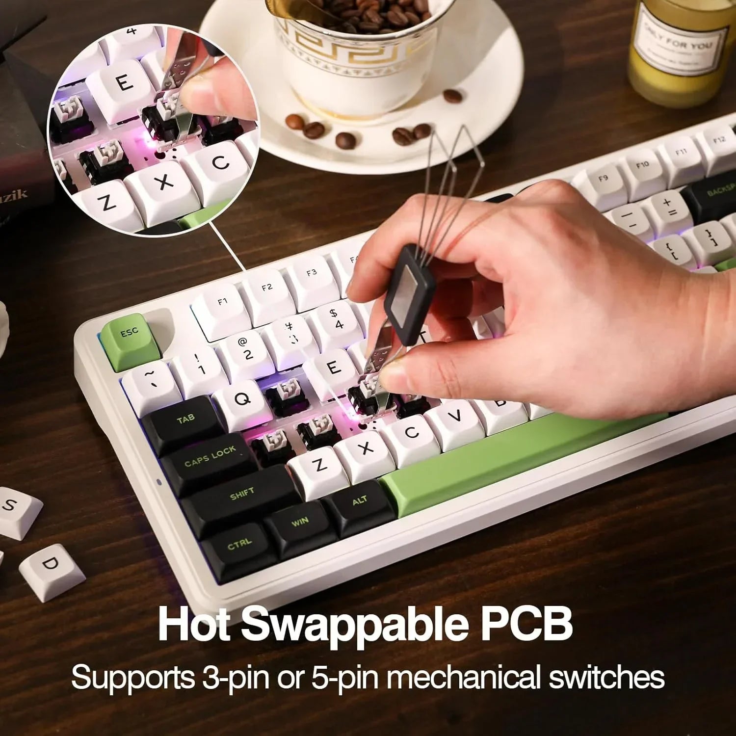 AULA F87 Pro Mechanical Keyboard 3 Mode 2.4G/USB/Bluetooth Tri Mode Wireless Gaming Keyboard 87 Key Hotswap RGB Gasket Keyboard - Evallys.com