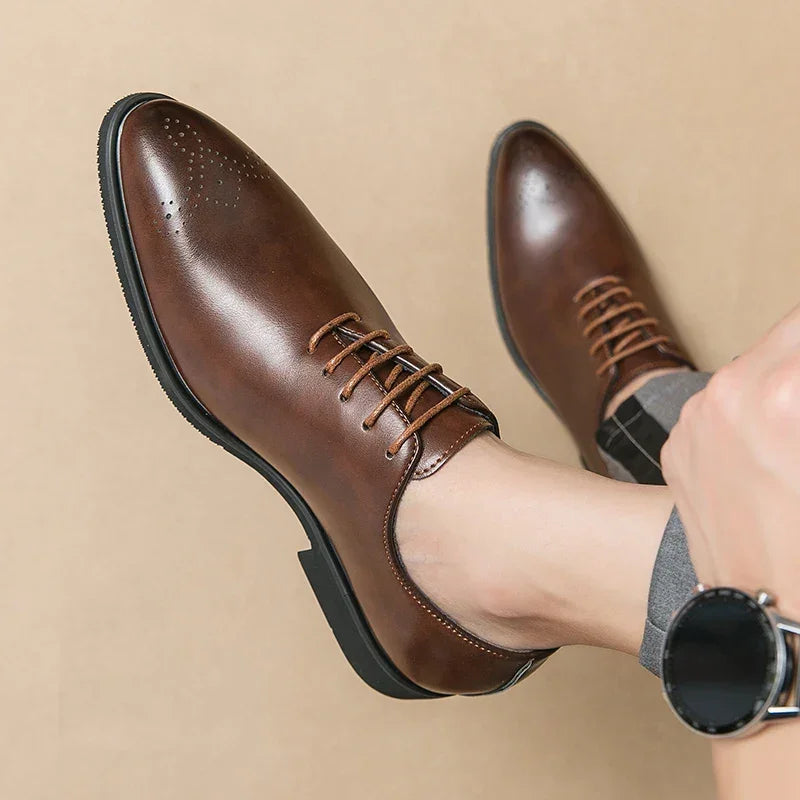 Luxury Men’s Leather Oxford Shoes – Formal Wedding & Office Footwear - Evallys.com