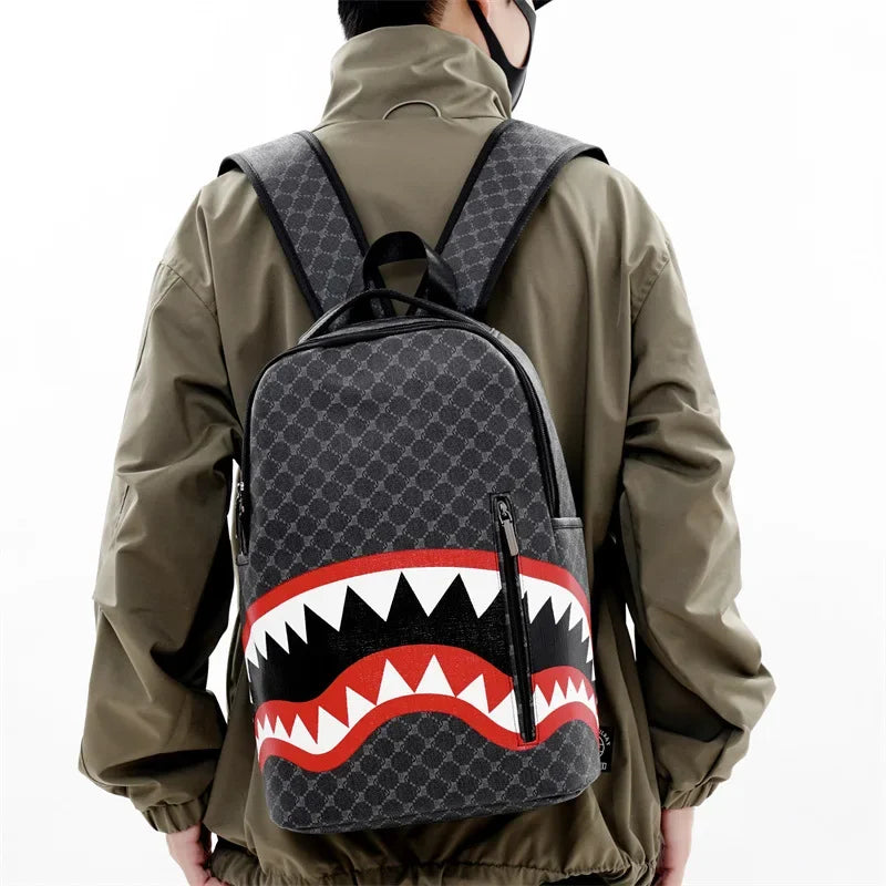 Shark Mouth Plaid Backpack – Large Laptop Bag for School & College - Evallys.com