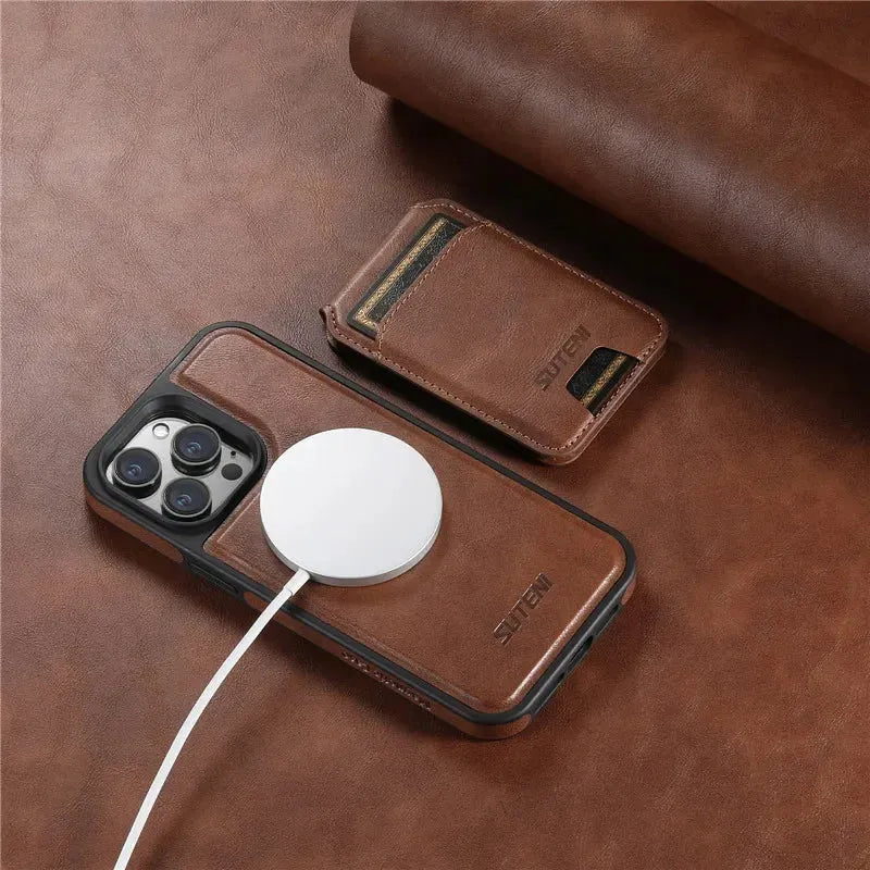 2 in 1 detachable With Magsafe Wireless Charging Wallet Leather Phone Case For iPhone 16 15 Pro Max 14 13 12Pro Magnetic Cover - Evallys.com