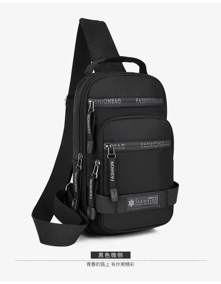 Men’s Chest Bag – Large Capacity Nylon Crossbody Travel Shoulder Bag - Evallys.com