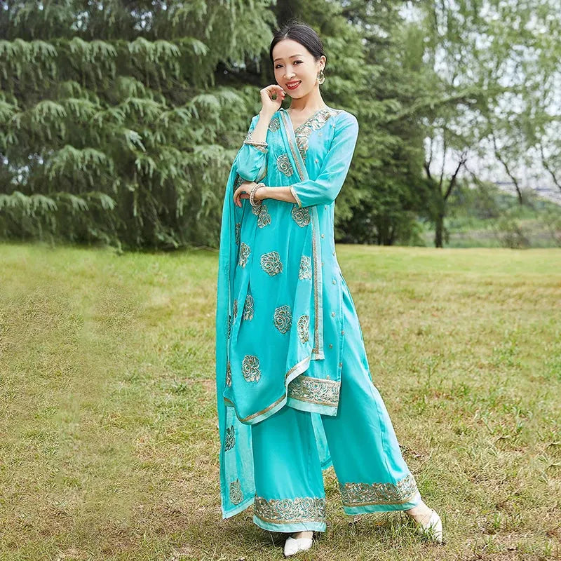 Exotic Indian Dance Dress – Ethnic Sari Style Two-Piece Set for Women - Evallys.com