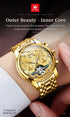 OLEVS Men's Watches Automatic Mechanical Business Wristwatch Waterproof Stainless Steel Strap Watch for Man Skeleton Calendar - Evallys.com