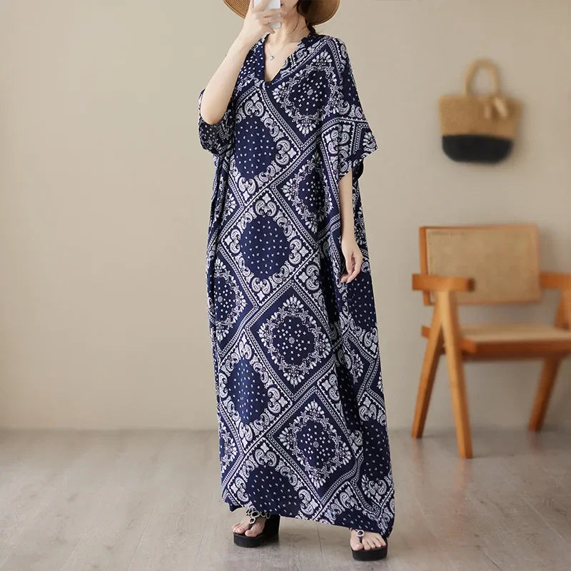 Bohemian Summer Maxi Dress – Vintage Loose Beach Streetwear - Evallys.com