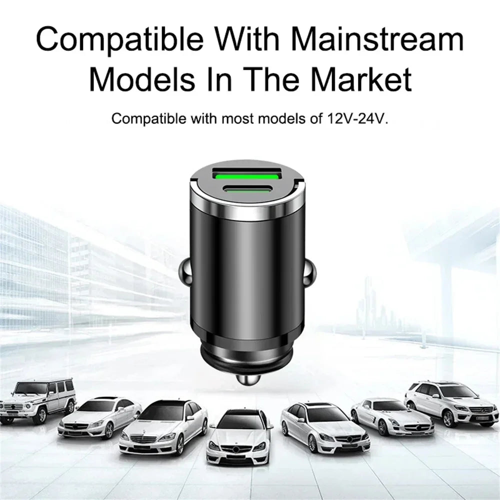 200W Mini Dual Ports USB Car Charger Lighter Fast Charging Car Phone Charger Adapter for iPhone 13 12 Xiaomi Huawei Samsung - Evallys.com