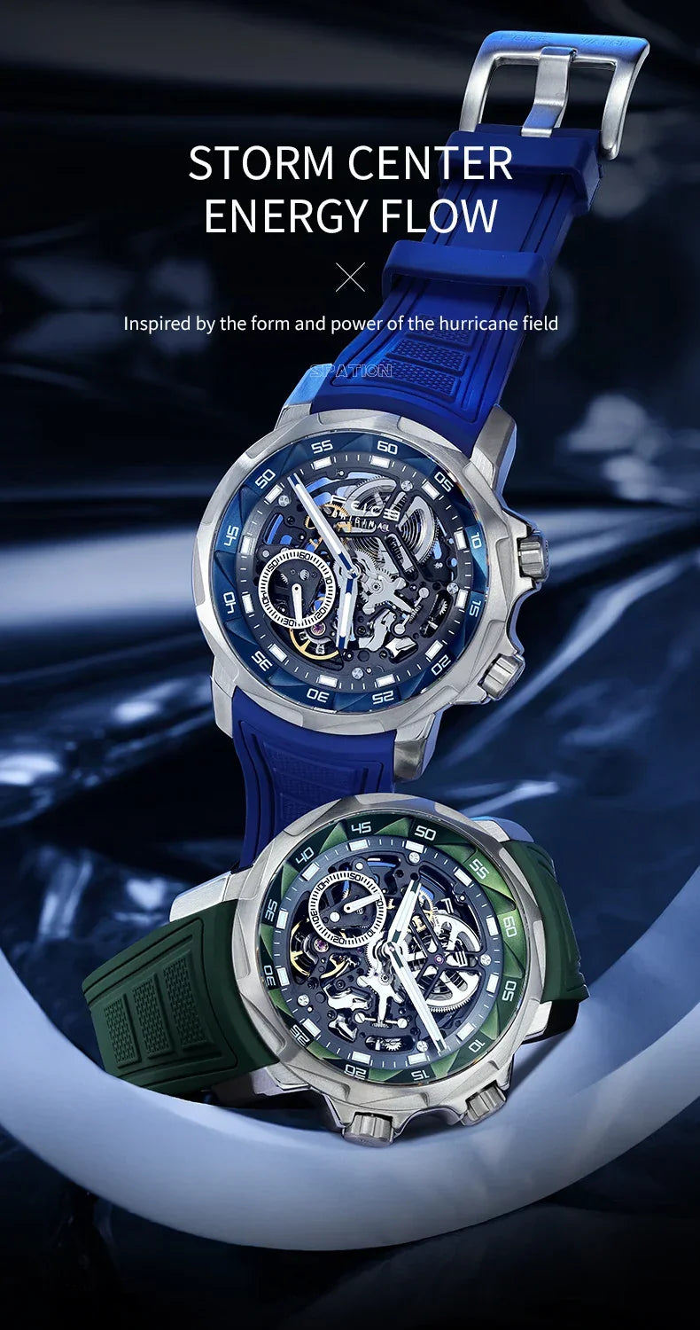 FEICE 2025 new double-sided skeleton trend men's automatic mechanical watch luminous waterproof-FM511 - Evallys.com