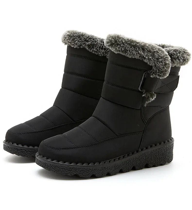 Women's Boots 2024 Trend Winter Shoes For Woman Winter Boots Ankle Low Heels Botas Mujer Waterproof Snow Boots With Fur Shoes - Evallys.com