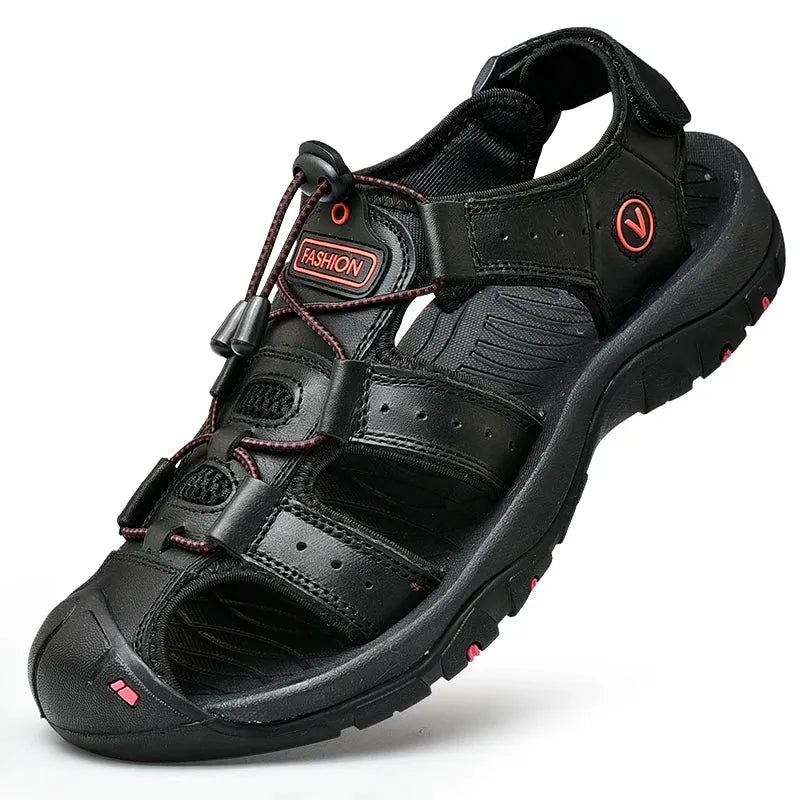 Men’s Genuine Leather Summer Sandals – Casual Outdoor Beach Shoes - Evallys.com
