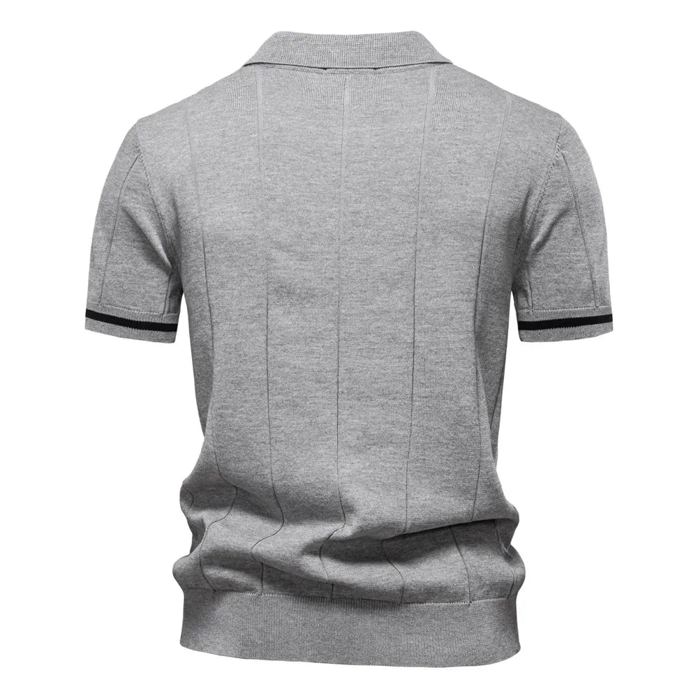AIOPESON Men's Solid Color Sport Zipper Polo Shirt Athletic Social Polo Shirts for Men Office Slim Fit Polo - Evallys.com