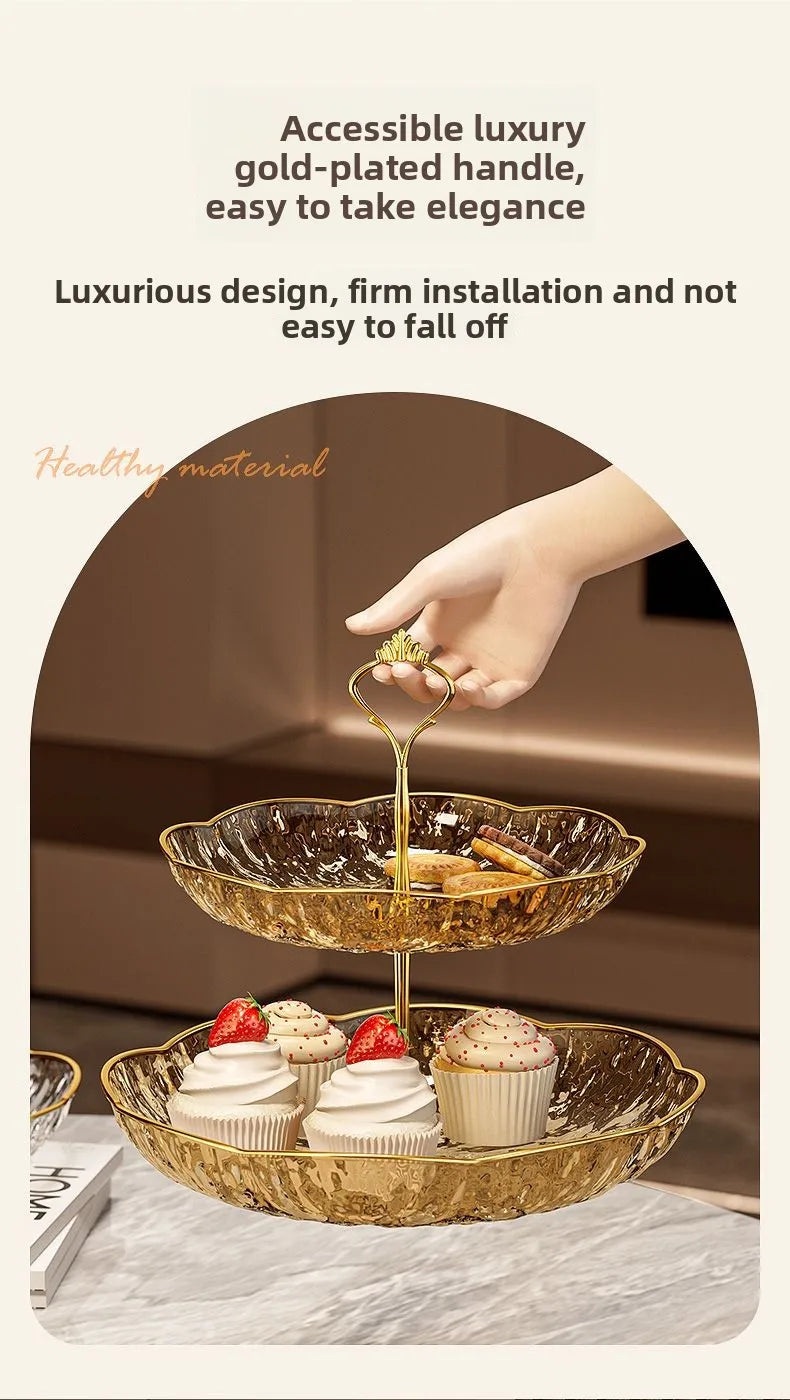 2/3 Tier Fruit Plate Stand Coffee Table Snack Tray Dried Fruit Dessert Plate Bar Counter Display Holder