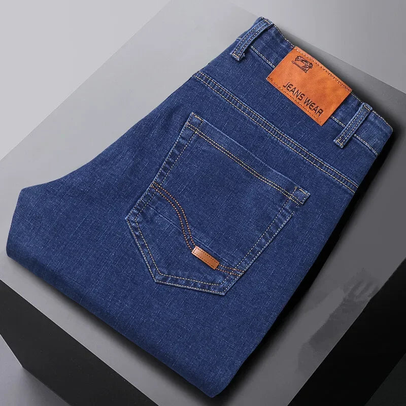Blue Men's Stretch Jeans, Black Denim Trousers, Fashion Slim Casual Pants Asian Size 28-40 - Evallys.com