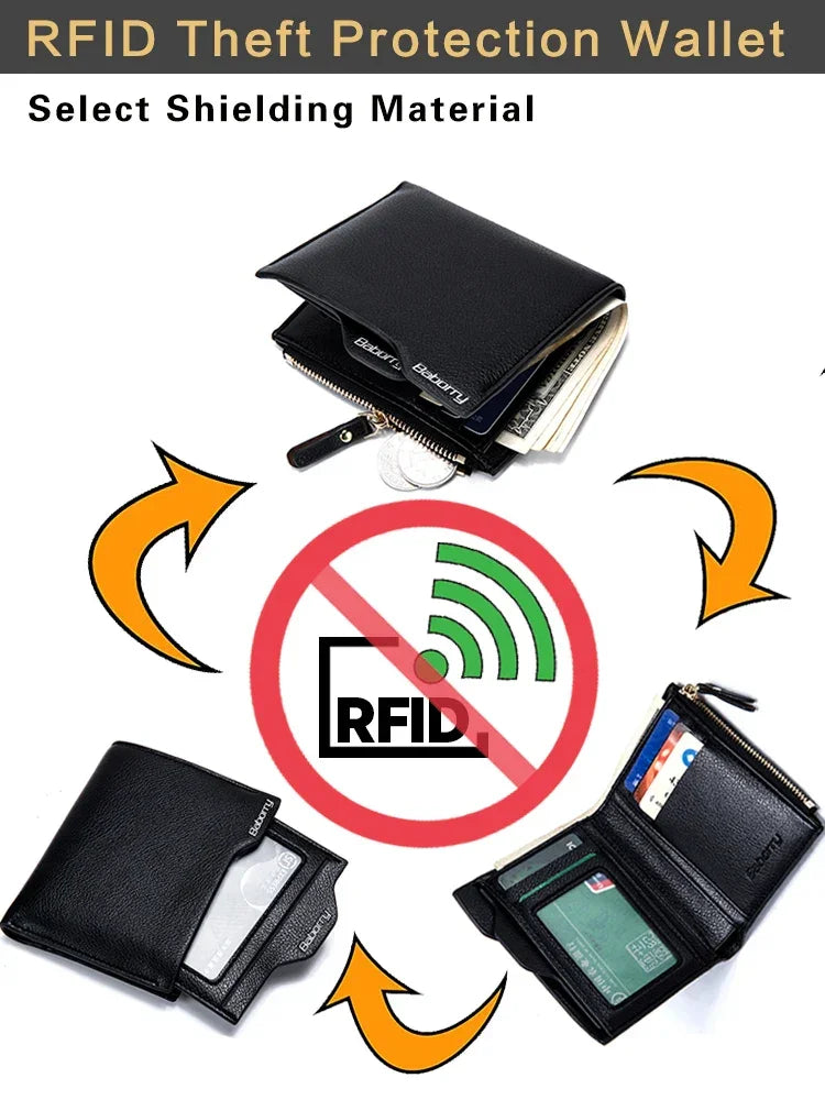 RFID Theft Protect Coin Bag zipper men wallets famous brand mens wallet male money purses Wallets New Design Top Men Wallet - Evallys.com