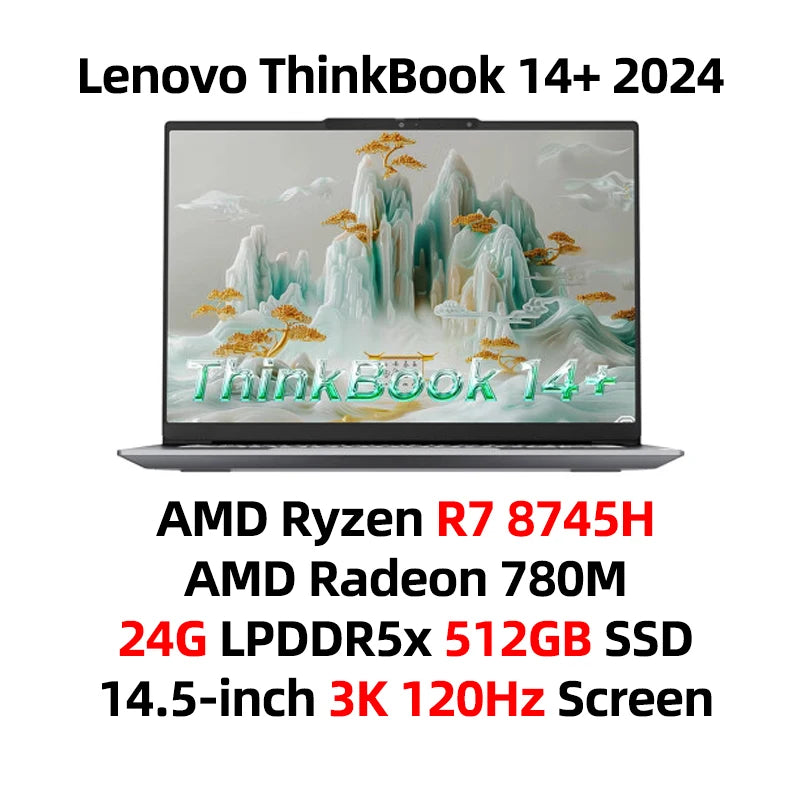 Lenovo ThinkBook 14+  Laptop Ryzen R7 8745H/8845H RAM 16GB /24G LPDDR5x 512G/1T SSD 14.5-inch 3K Screen Notebook PC 2024 - Evallys.com # #