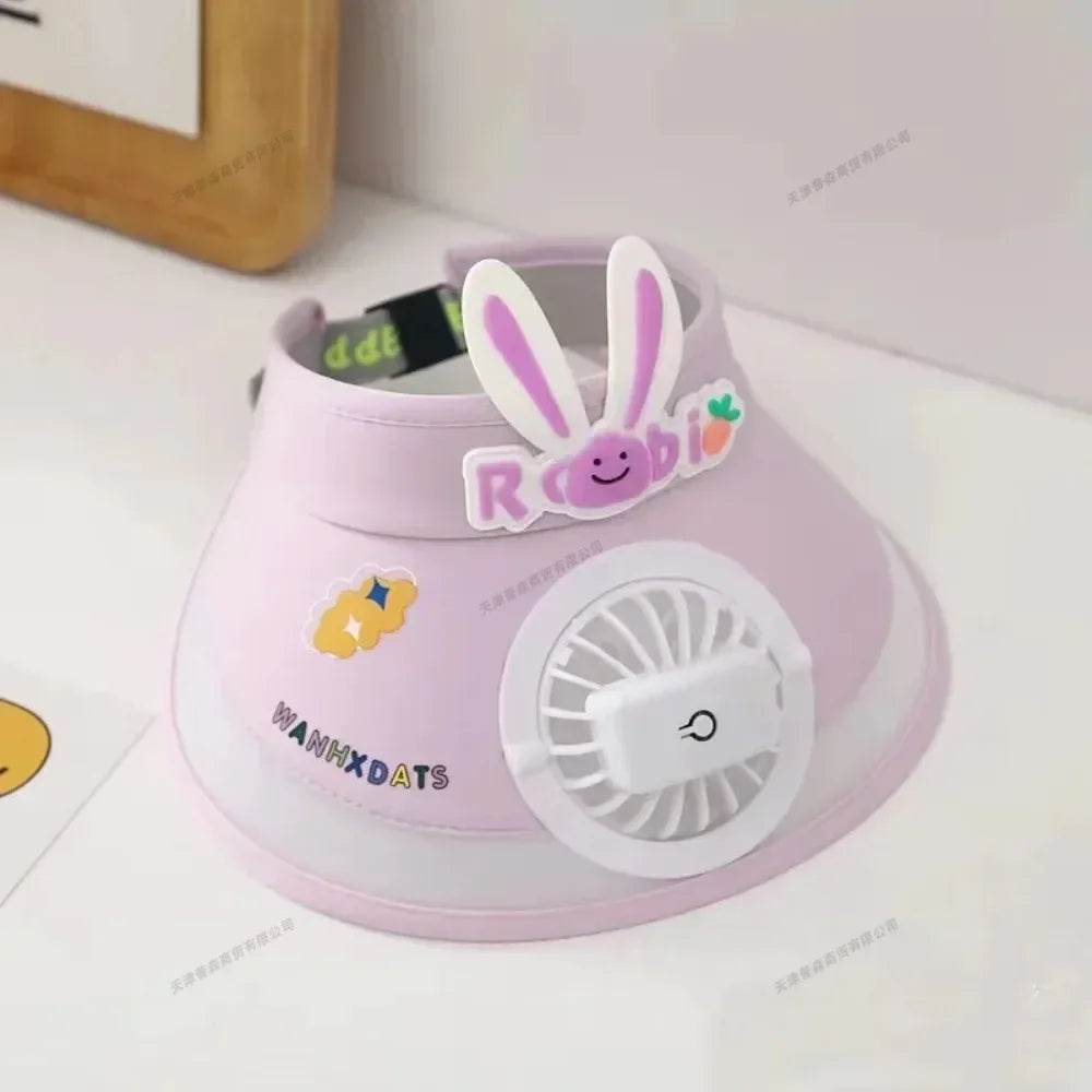 USB Rechargeable Sun Hat with Built-in Fan Children's Summer Adjustable Fan Cap Sunscreen Hat Kids Outdoor Sunshade Accessories - Evallys.com