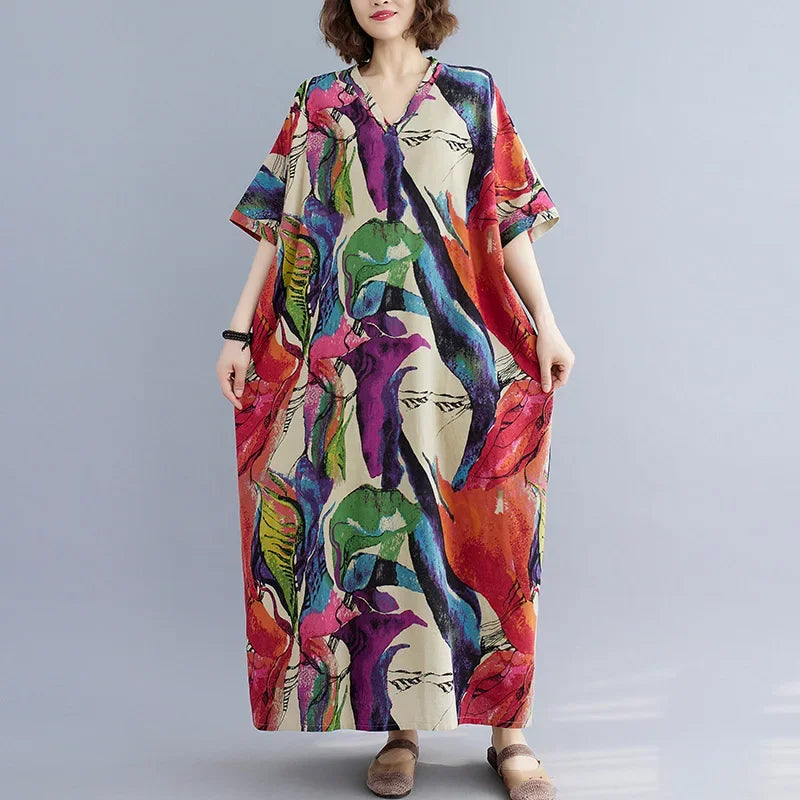 Bohemian Summer Maxi Dress – Vintage Loose Beach Streetwear - Evallys.com