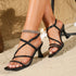 Women's Sandals Square Open Toe Kitten Heels Strappy Ankle Strap Sandals for Women Comfort Dress Party Shoes - Evallys.com