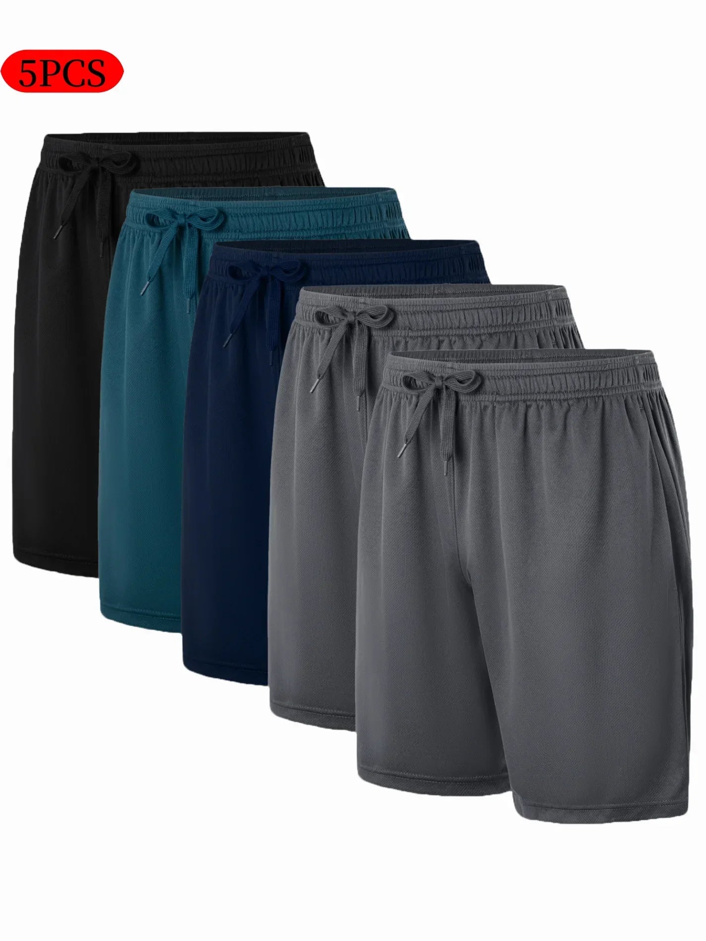 5-piece men's casual shorts with drawstring waistband, breathable fabric, available in multiple colors - ideal choice for summer - Evallys.com