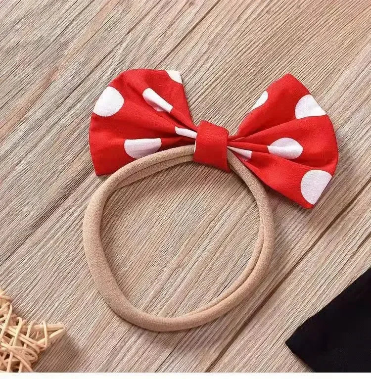 Minnie Mouse Girl Suit Children's Dress Baby Clothes Set Summer Birthday Costume Polka Dot Sundress Bow Headband Skirt Set - Evallys.com