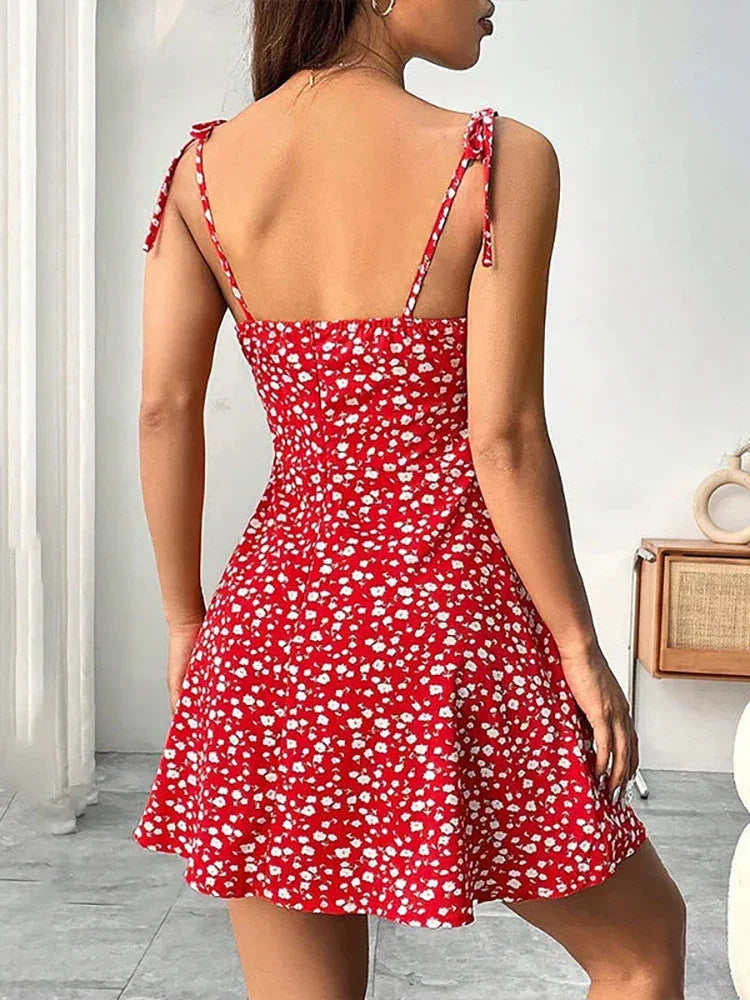 Women’s Summer Floral Spaghetti Strap Mini Dress – Beach Sundress 2025 - Evallys.com