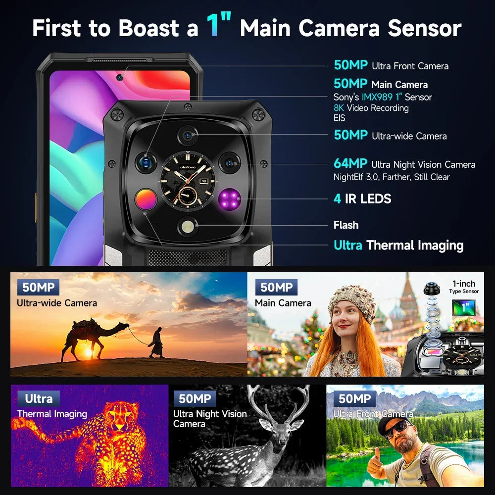 Ulefone Armor 28 Ultra 5G AI Thermal Imaging Rugged Phone Dimensity 9300+ 1TB ROM 32GB RAM Android Smartphone AMOLED Mobile - Evallys.com