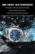 POEDAGAR Luxury Casual Watch Top Brand Fashion Square Dial Stainless Steel Calendar Luminous Waterproof Men Watch Male Clock+Box - Evallys.com