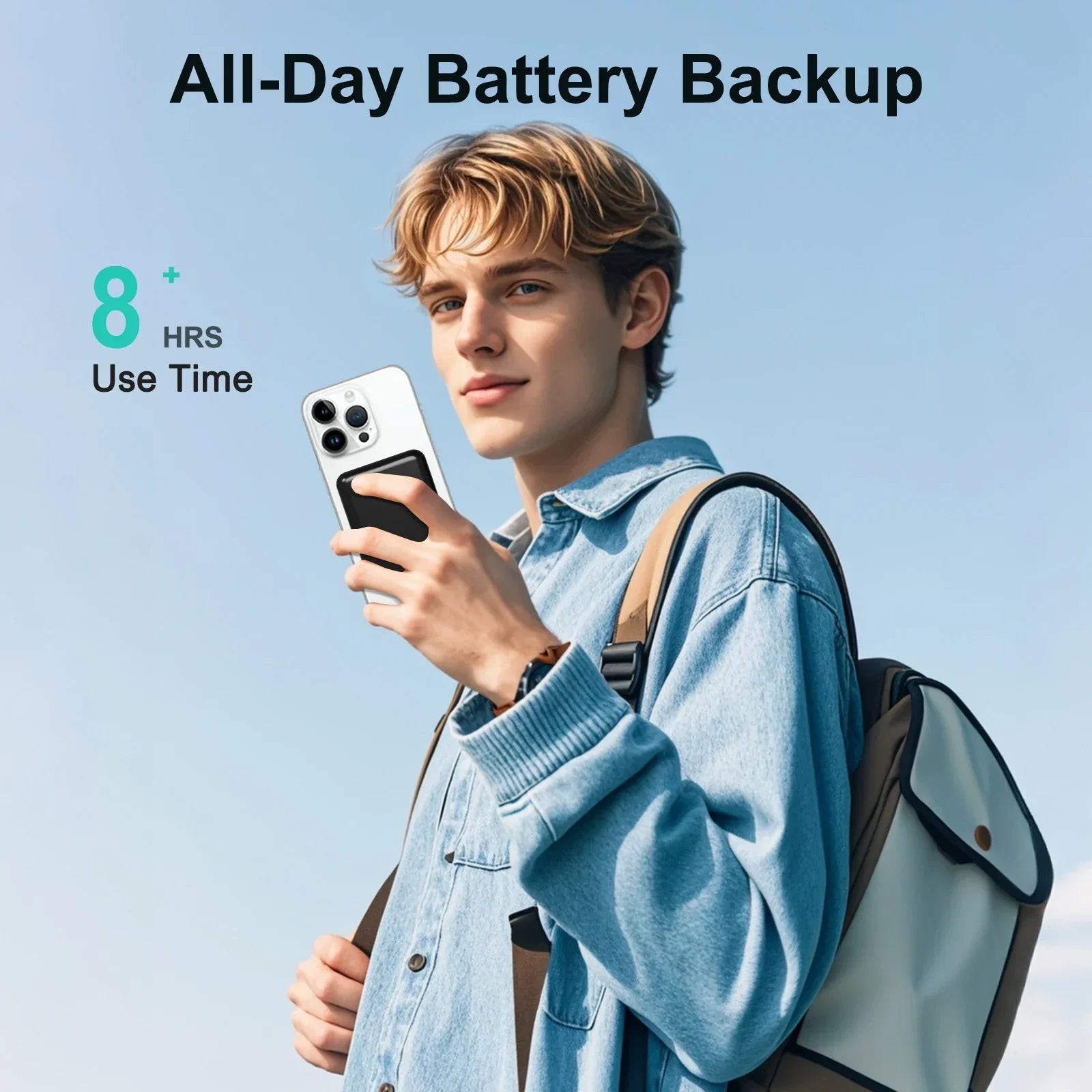Magnetic Power Bank Portable 5000mAh Wireless Charger 20W With USB-C Cable For IPhone 16/15/14/13/12 Pro/Pro Max/Plus/Mini - Evallys.com