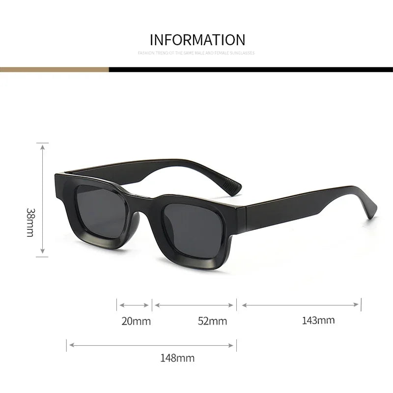Small Sunglasses Rectangle Thick Frame Square Glasses Mens Black Blue Ladies Shades Uv400 Unisex Eyewears Womens fishing - Evallys.com