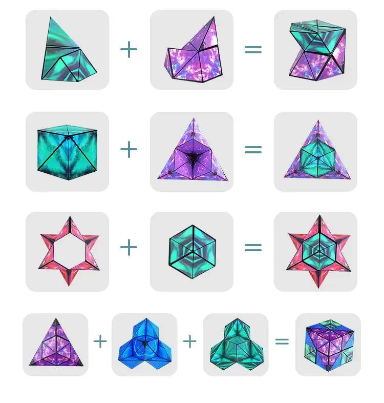 Variety Geometric Changeable Magnetic Magic Cube Anti Stress 3D Hand Flip Puzzle Cube Kids Stress Reliever Fidget Toy - Evallys.com