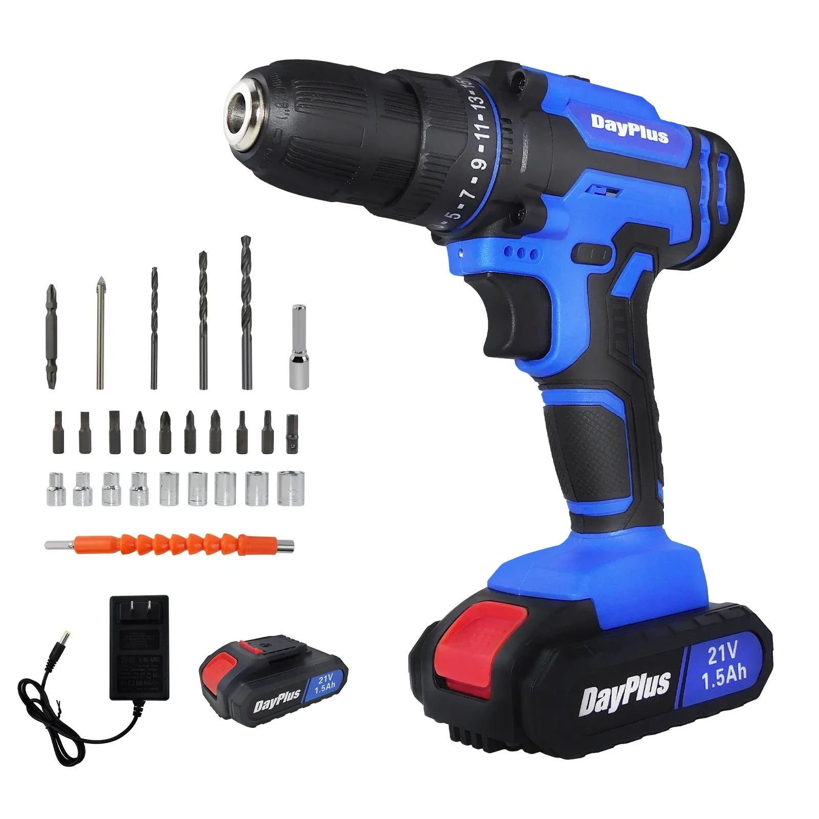 21V Cordless Power Drill,Handheld Screwdriver Drill Set with 25+1 Torque Setting,1.5AH Li-ion Battery&Fast Charger,2-Gear Drill - Evallys.com