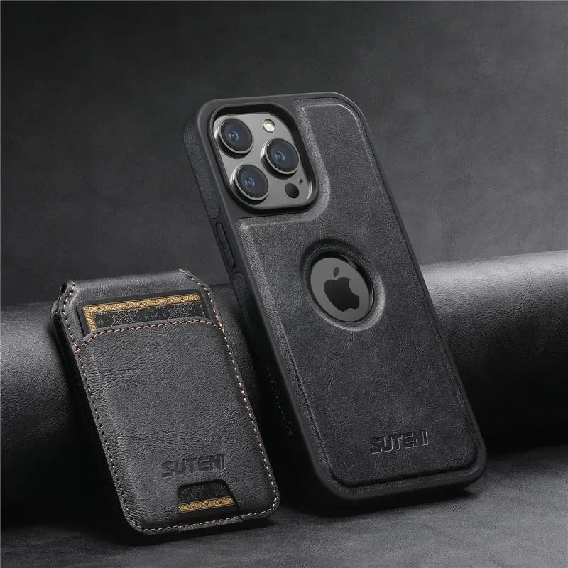 2 in 1 detachable With Magsafe Wireless Charging Wallet Leather Phone Case For iPhone 16 15 Pro Max 14 13 12Pro Magnetic Cover - Evallys.com