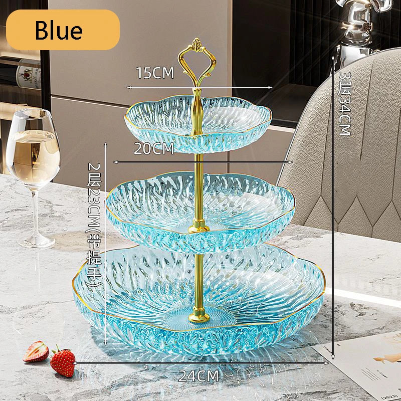 2/3 Tier Fruit Plate Stand Coffee Table Snack Tray Dried Fruit Dessert Plate Bar Counter Display Holder
