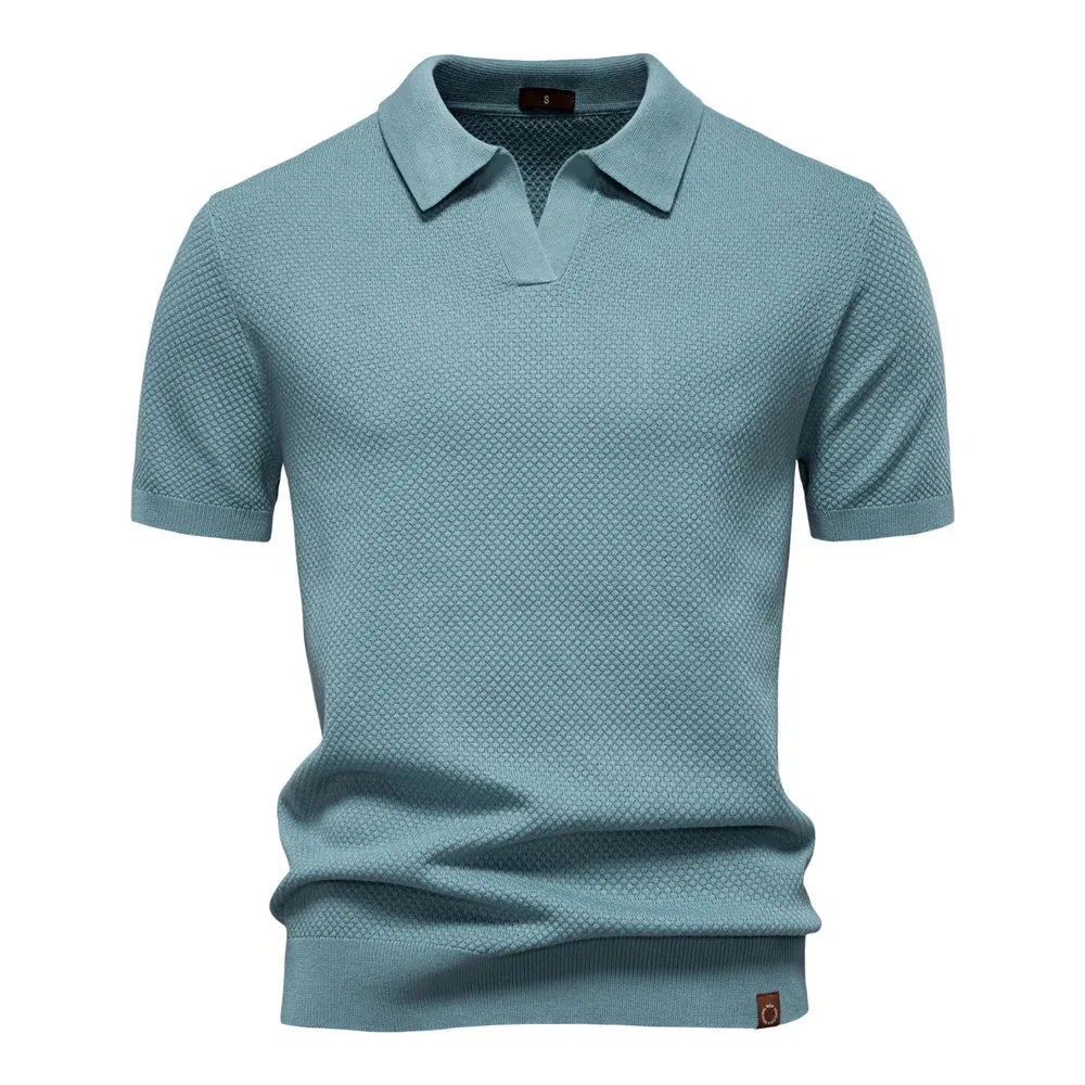 AIOPESON Men's Summer Breathable Polo Shirt Short Sleeve Solid Color Casual Polo Shirts for Men Lightweight Stretch Polo ﻿ - Evallys.com