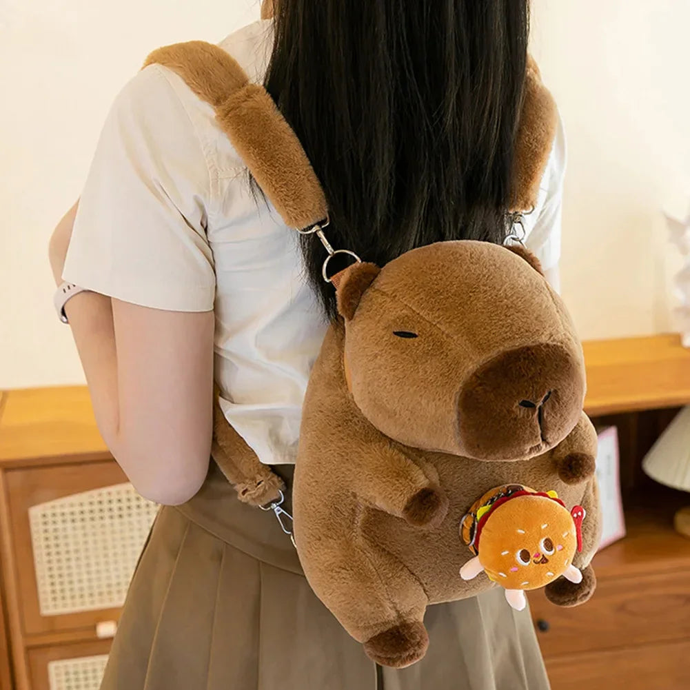 Cute Capybara Plush Backpack Funny Kawaii Doll Fur Bag Cartoon Capybara Shoulder Bag Soft Girl Small Backpack for Girls Children - Evallys.com
