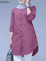 ZANZEA Women’s Abaya Blouse – Casual Islamic Long Sleeve Tops 2024 - Evallys.com