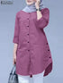 ZANZEA Women’s Abaya Blouse – Casual Islamic Long Sleeve Tops 2024 - Evallys.com