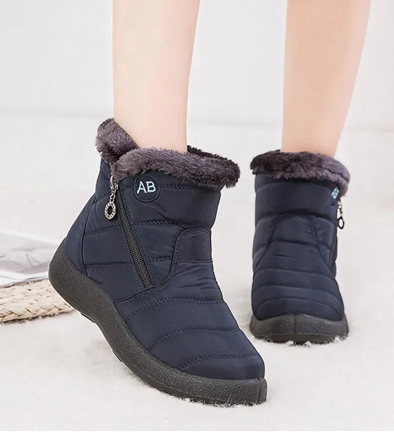Women's Boots Women's Ankle Boots With Fur Winter Shoes Women Low Heels Winter Boots Snow Waterproof Botas Mujer Winter Footwear - Evallys.com