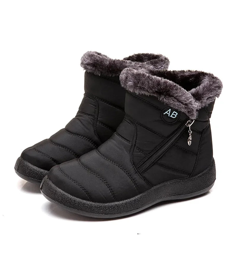Women's Boots Women's Ankle Boots With Fur Winter Shoes Women Low Heels Winter Boots Snow Waterproof Botas Mujer Winter Footwear - Evallys.com