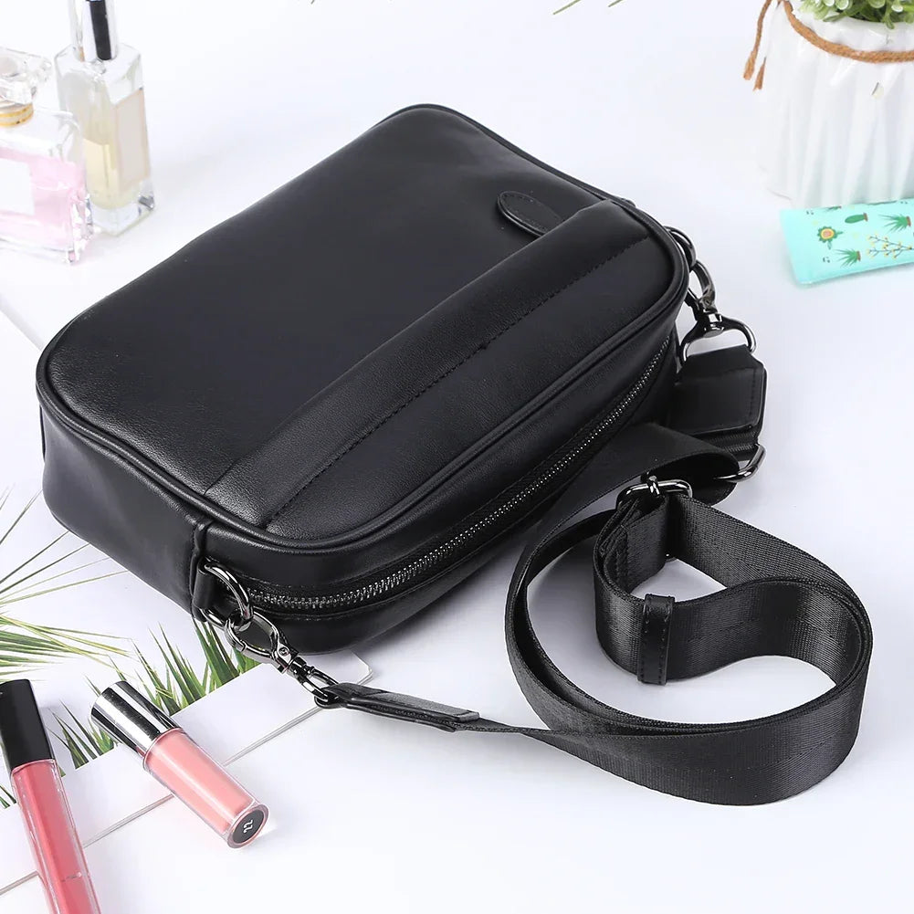 Men’s Leather Crossbody Bag – Classic Pattern Small Square Travel Bag - Evallys.com