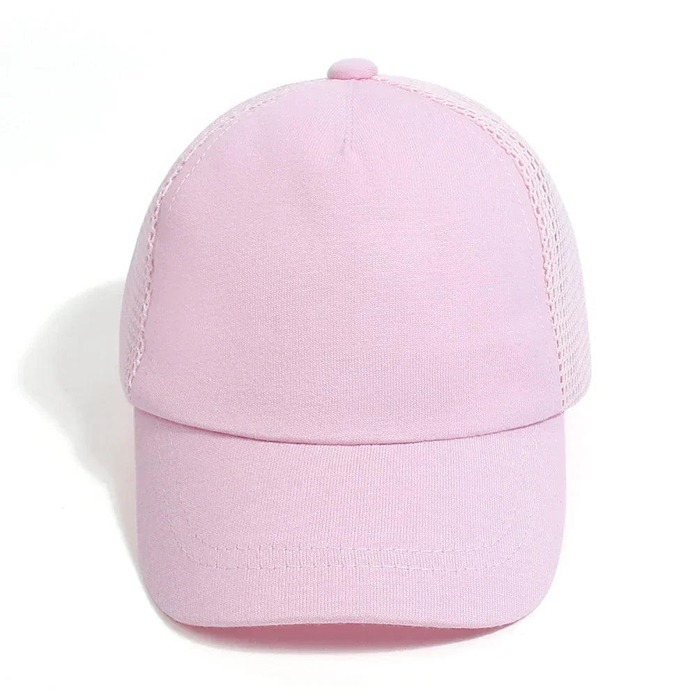 Lovely Kids Trucker Ball Cap Outdoor Leisure Duck Cap Solid Color Curved Brim Sun Hat Baseball Cap 7 colors - Evallys.com