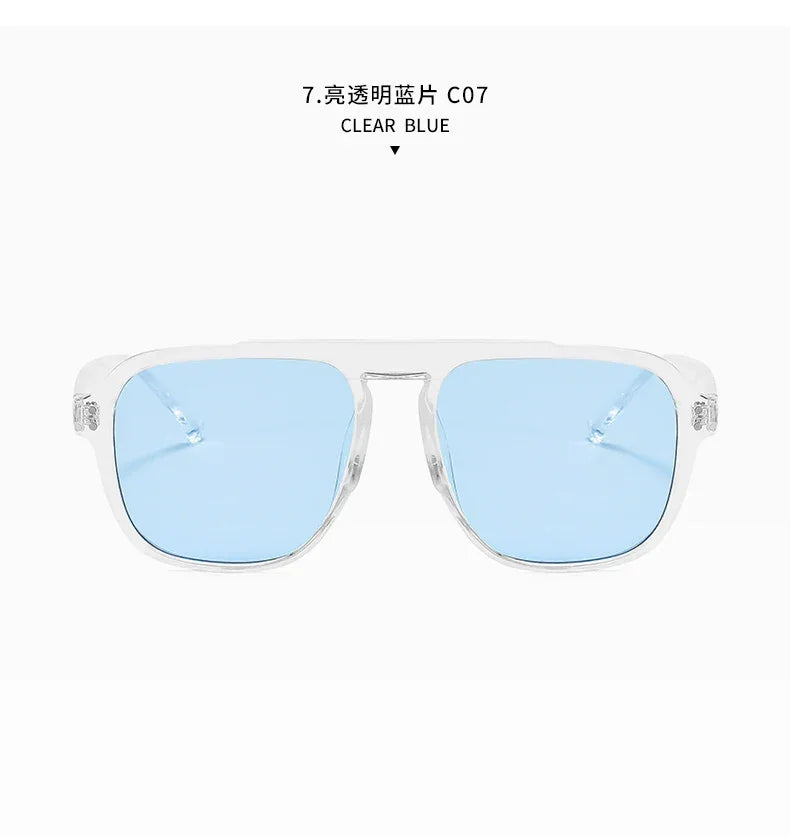 SORVINO Oversized Red Square Rivets Sunglasses Fashion Women Vintage Brand Designer Men Trendy Yellow Sun Glasses Shades UV400 - Evallys.com